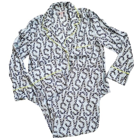 Victoria's Secret Animal Print Blue Leopard Pajamas PJs Sleep Small - Picture 3 of 16